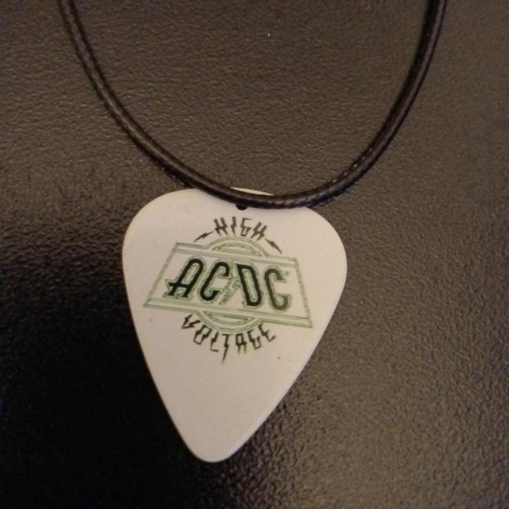 AC/ DC HIGH VOLTAGE GUITAR PICK NECKLACE